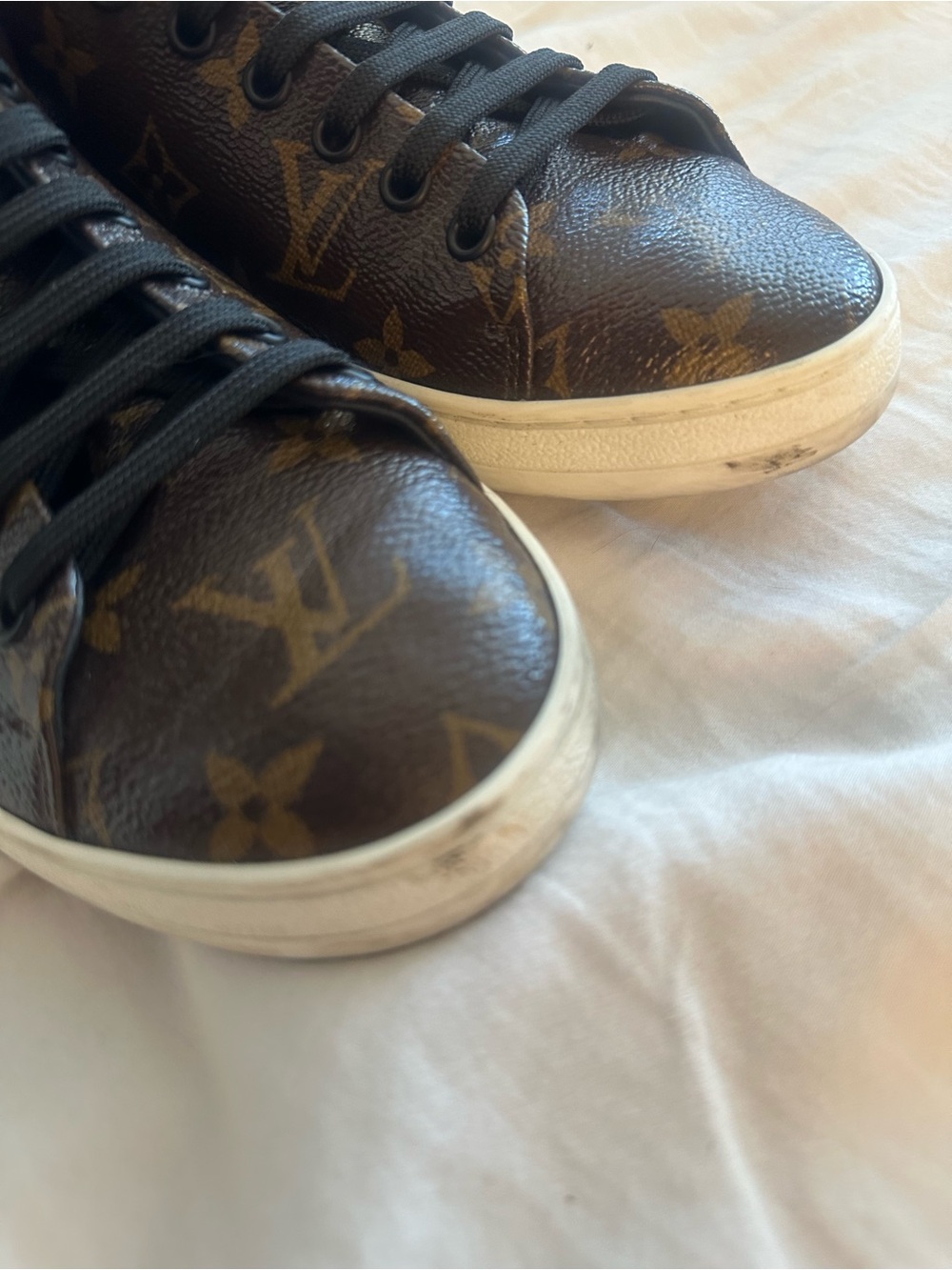 Louis Vuitton Brown Monogram Leather Low-Top Sneakers - Picture 6 of 9